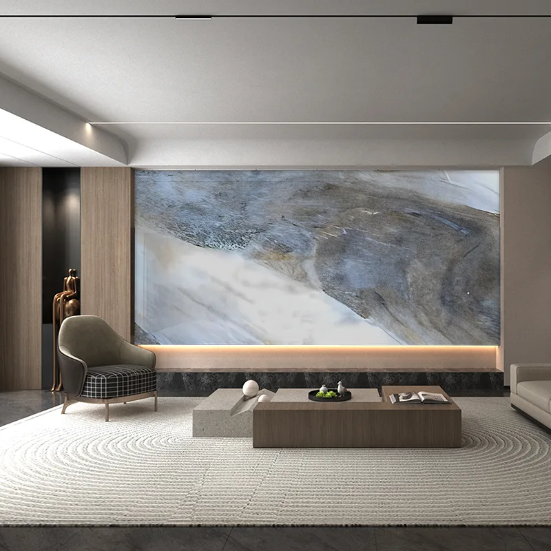 Panel Dinding Latar Belakang Marmar Siri Hijau dan Biru Amazon