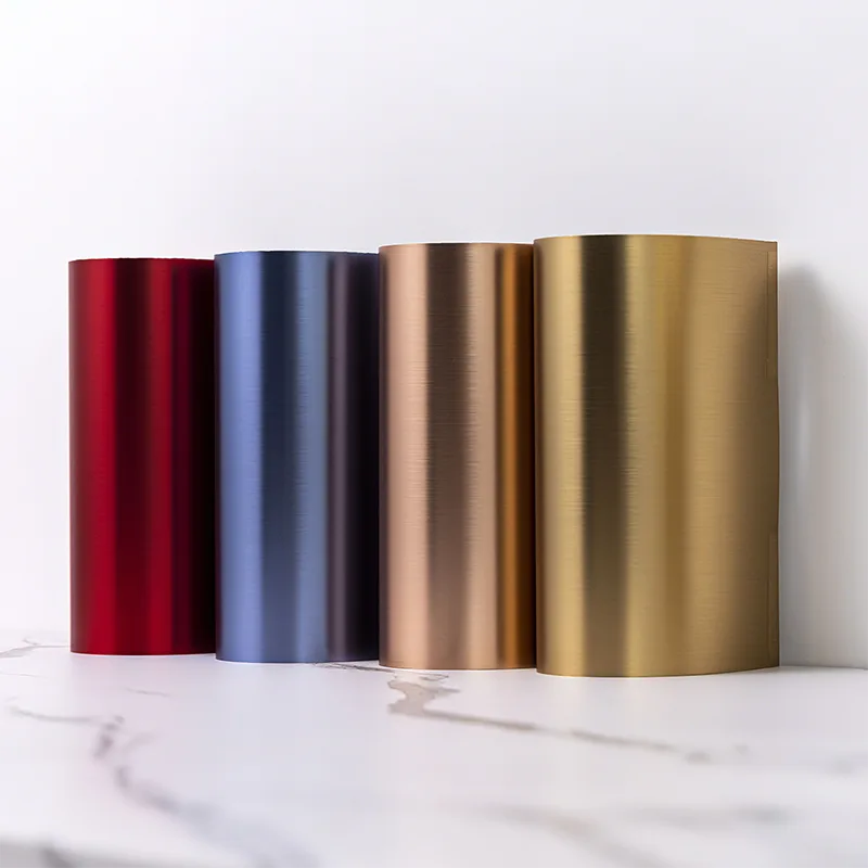 Panel Dinding Gentian Buluh Pepejal Tekstur Logam PET